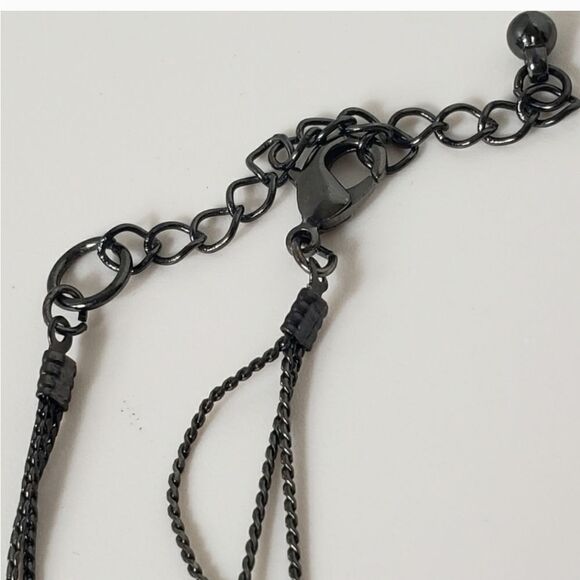 MULTI-STRAND Gunmetal Chain Faceted Beads Necklace & Earrings Set - Picture 5 of 8